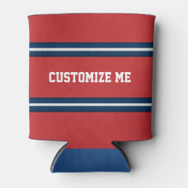 赤白青チームジャージストライプーのカスタマイズ 缶クーラー