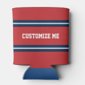 赤白青チームジャージストライプーのカスタマイズ 缶クーラー (裏面)