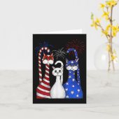 赤白青ネコUsa国旗の花火(7月4日) カード (黄色い花)