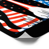 赤白青ネコUsa国旗の花火（7月4日） ポスター (角)