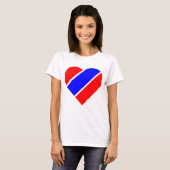 赤白青ハートアメリカ愛国心 Tシャツ (正面フル)