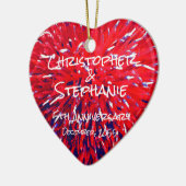赤白青ハート記念日クリスマス セラミックオーナメント (左)