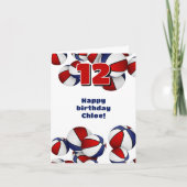 赤白青バスケットボール女の子の誕生日 カード (正面)