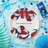 赤白青バスケットボール子供スポーツパーティー ペーパープレート (パーティー)