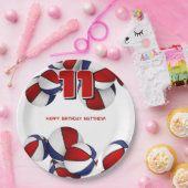 赤白青バスケットボール子供スポーツパーティー ペーパープレート (パーティー)