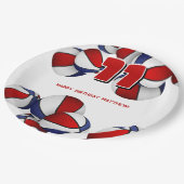 赤白青バスケットボール子供スポーツパーティー ペーパープレート (アングル)