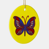 赤白青バタフライイエローラウンドオーナメント セラミックオーナメント (右)