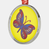 赤白青バタフライイエローラウンドオーナメント メタルオーナメント (左)