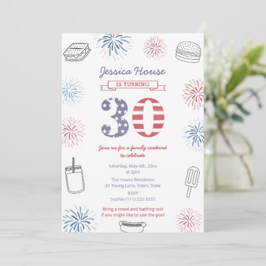 赤白青バックヤードファミリー30th誕生日パーティー 招待状 (スタンド正面)