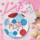 赤白青バブルが赤ポップ・アートのちゃんシャワー準備 ペーパープレート (パーティー)