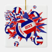 赤白青バレーボールの吹き出し女の子たち セラミックオーナメント (裏面)