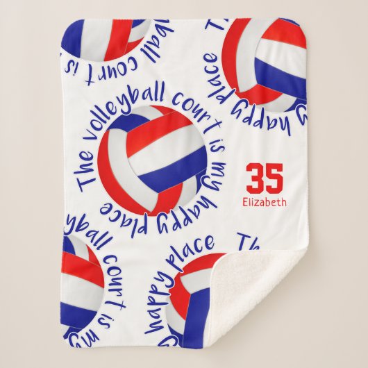 赤白青バレーボールコート幸せ場 シェルパブランケット (正面)