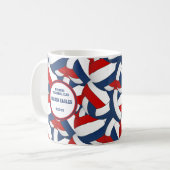 赤白青バレーボールチームの色コーチのギフト コーヒーマグカップ (正面左)