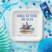 赤白青バーベキュービーチ ペーパープレート (パーティー)