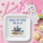 赤白青バーベキュービーチ ペーパープレート (パーティー)