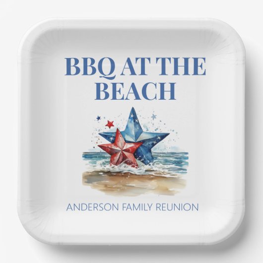 赤白青バーベキュービーチ ペーパープレート (正面)
