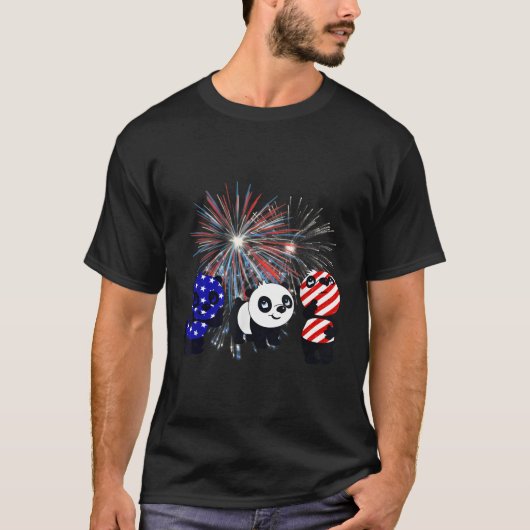 赤白青パンダ花火愛国の四旬節 Tシャツ (正面)