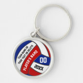 赤白青パーソナライズされたバレーボールキーホルダー キーホルダー (正面)