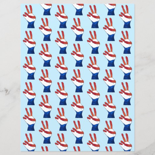 赤白青ピースサインハンズパターン紙 (正面)