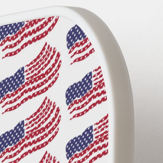 赤白青フラグの繰り返しパターン ピックルボールラケット (左詳細)