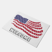 赤白青フラグデザインのウェルカムフォーマット ドアマット (アングル)