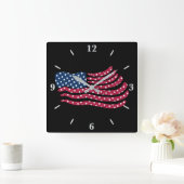 赤白青フラグデザイン スクエア壁時計 (ホーム)