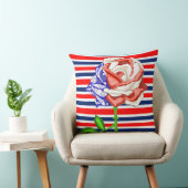 赤白青フラッグストライプのバラ角枕 クッション (椅子)