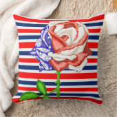 赤白青フラッグストライプのバラ角枕 クッション (ブランケット)