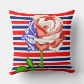 赤白青フラッグストライプのバラ角枕 クッション (裏面)