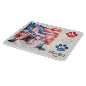 赤白青フランスのブルドッグアメリカ国旗 カッティングボード (角)