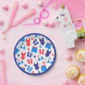 赤白青フリップフロップ水着パターン ペーパープレート (パーティー)