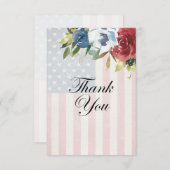 赤白青フローラアメリカ国旗の愛国心 サンキューカード (正面/裏面)