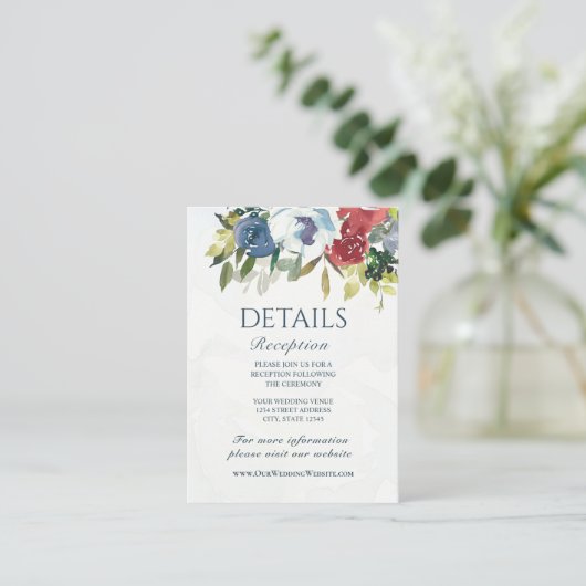 赤白青フローラグリーンウォーター結婚カラー エンクロージャーカード (スタンド正面)