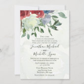 赤白青フローラ水色クリスチャン結婚ズ 招待状 (正面)