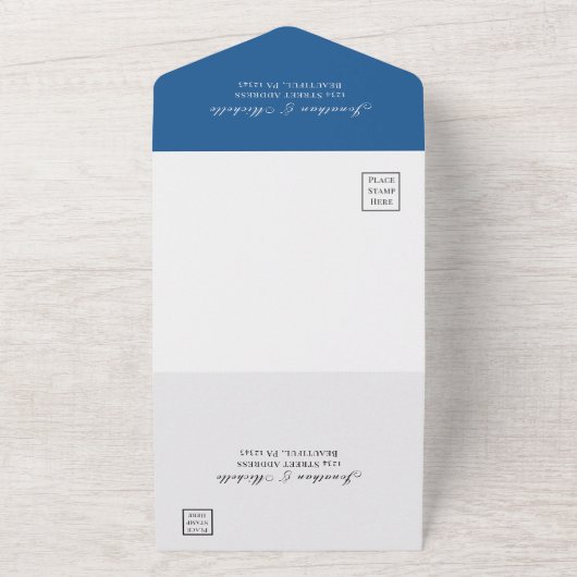 赤白青フローラ米国国旗のクリスチャン結婚ズ オールインワン招待状 (外側)