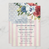 赤白青フローラ米国国旗のクリスチャン結婚ズ 招待状 (正面/裏面)