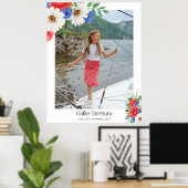 赤白青フローラ葬式サイン ポスター (ホームオフィス)