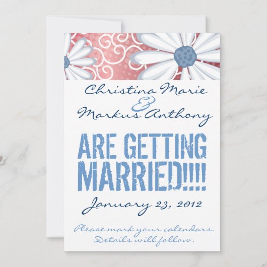 赤白青フローラ部族デイジータトゥーパターン セーブザデート (裏面)