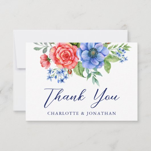 赤白青フローラ7月4日パティオ結婚ス サンキューカード (正面)
