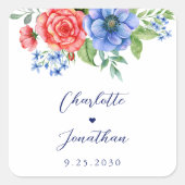 赤白青フローラ7月4日パティオ結婚ス スクエアシール (正面)