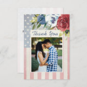 赤白青フローラUSA国旗の写真 サンキューカード (正面/裏面)