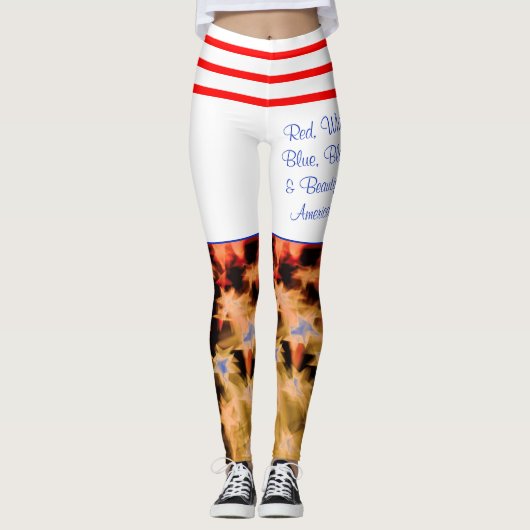 赤白青ブラックと美しいアメリカ レギンス (正面)