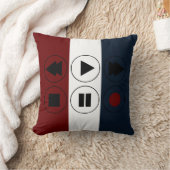 赤白青ブラック技術アイコン巻き戻し早送り クッション (ブランケット)