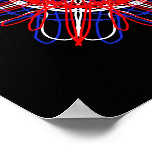 赤白青ブラック抽象芸術アート万華鏡のように千変万化するパターン ポスター (角)