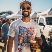 赤白青ブルマスティフ犬ウーフー7月4日 Tシャツ