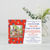 赤白青ブルーベリー7月4日ピクニックおもしろい 招待状 (スタンド正面)