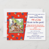 赤白青ブルーベリー7月4日ピクニックおもしろい 招待状 (正面)