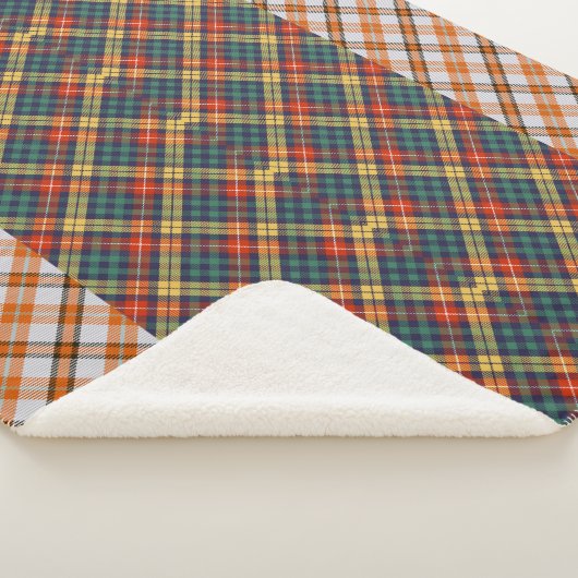 赤白青プレイドタータンチェックバッファローパターン シェルパブランケット (3/4)