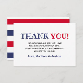 赤白青ベビーシャワー4th Of 7月テーマゲスト サンキューカード
