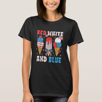 赤白青ポッキリUSAフラグ愛国 Tシャツ
